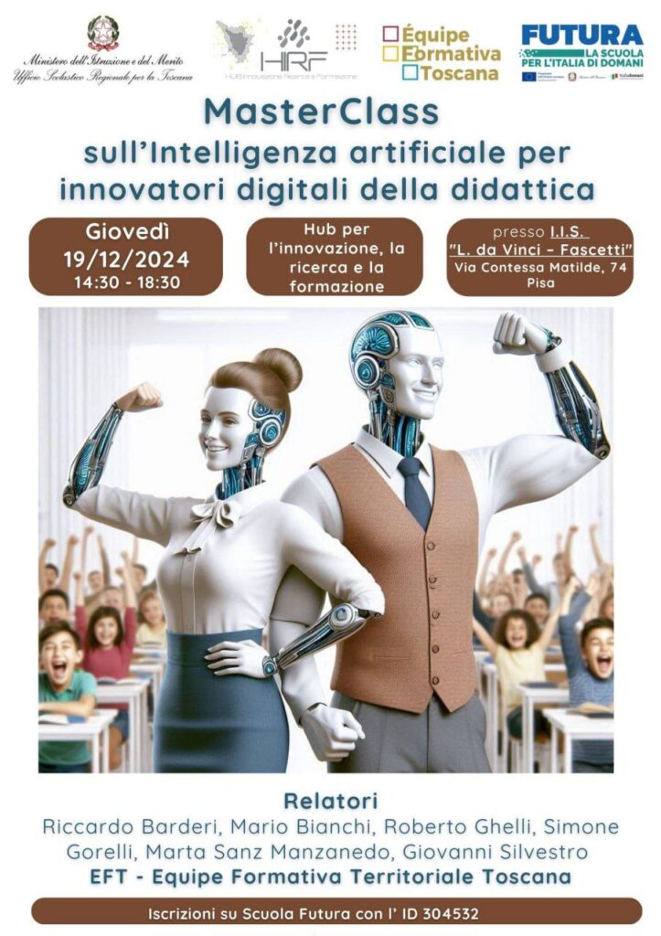 MasterClass sull’Intelligenza artificiale per innovatori digitali della didattica – Hub per l’innovazione, la ricerca e la formazione, Pisa